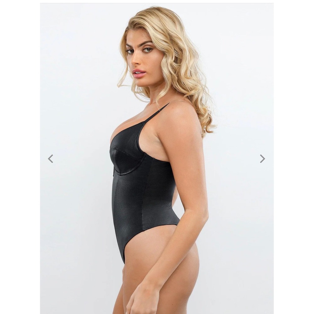 NWT Popilush Faux Leather Plunging
V Sculpting Corset Bodysuit‎ Black XXL $88 - Picture 4 of 7